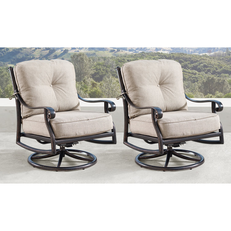 Charlton Home® Bayshore Swivel Patio Chair with Cushions Wayfair